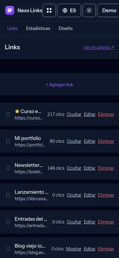 1 — Agrega tus links