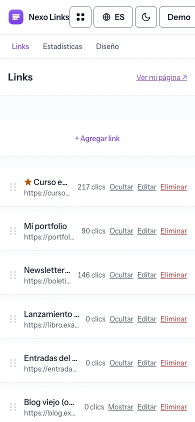 1 — Agrega tus links